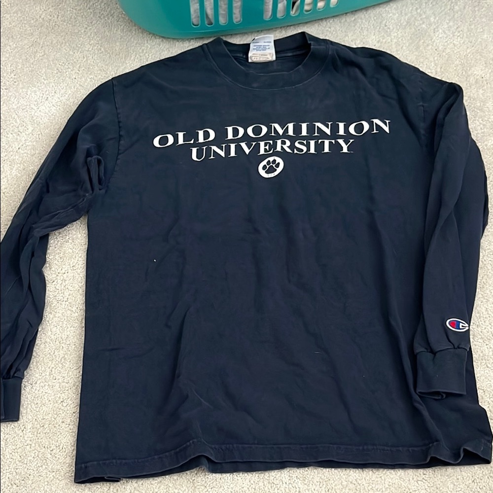 Champion Black Long Sleeve Tee with University Print